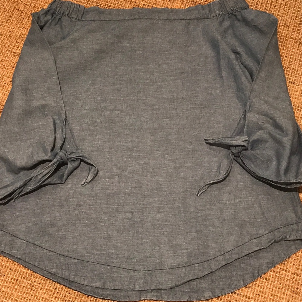 Free People off the shoulder too with tie sleeve
